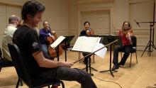 A string quintet at rest. 