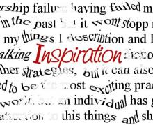 Text with the work Inspiration in red in the middle.