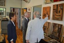 Senator Reed, NEA Chairman Jane Chu, and artist Morris Nathanson, who is showing his work.