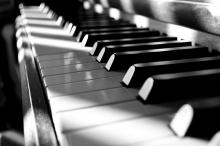 Black and white piano keyboard close-up