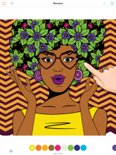 A sample coloring page of a young woman. 