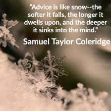quote by Samuel Taylor Coleridge with micro photo of snowflakes