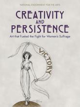 cover of Creativity and Persistence, which features a white woman in classical dress holding a banner that reads Victory