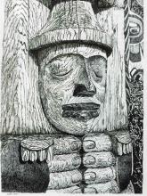 A sketch of a totem pole in Alaska