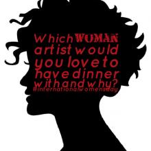 Female head with the blog title text: "Which woman artist do you want to go to dinner with and why?"
