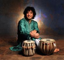 Image of Zakir Hussain and tabla drums 