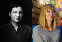 diptych of author photos of Alejandro Zambra and Megan McDowell