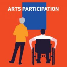 Graphic of people looking at art