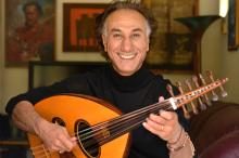 Rahim AlHaj playing the oud.