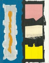 Artwork made up of collages of colored paper.