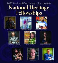 A collage of photos showing the nine 2023 NEA National Heritage Fellows