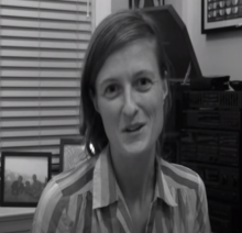 Woman speaking to camera.