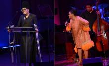 Diptych of photos of Dee Dee Bridgewater and Dianne Reeves