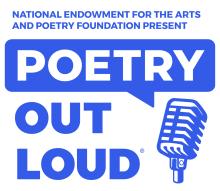 A graphic of a microphone with text reading: National Endowment for the Arts and Poetry Foundation present Poetry Out Loud