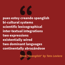 pues estoy creando spanglish bi-cultural systems scientific lexicographical inter-textual integrations two expressions existentially wired two dominant languages continentally abrazándose