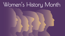 a graphic with several silhouettes of women's heads seen in profile with text that says Women's History Month