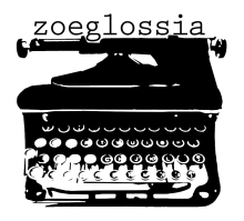 Zoeglossia logo, which is a an old fashioned typewriter with the name above it