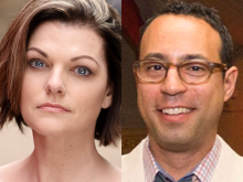 Headshots of a woman and a man side by side.