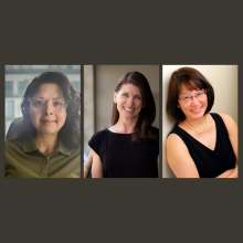 a collage of three photos of women