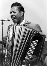 Man playing an accordion.