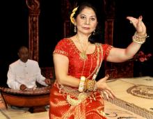 A woman dancing.