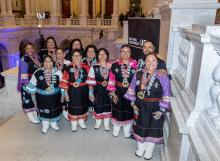 a group shot of the Zuni Olla Maidens in traditional dress at the Library of Congress 