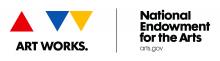 NEA logo. Three triangles in red, blue, and yellow with "Art Works." underneath.