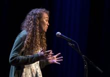 Neely Seams at the microphone