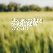 a photo of meadowgrass with the text Life according to ANDREW WYETH