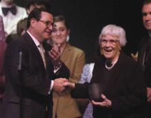 Albert B. Head presenting the Unity Vessel to Harper Lee