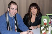 Basque author Unai Elorriaga (left) and translator Amaia Gabantxo at the book launch for "Plants Don?t Drink Coffee" in January 2010. Photo by Debra Corrie
