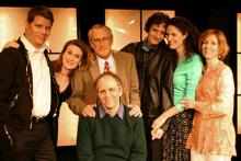 Playwright Jeffrey Sweet (center, seated) with the New York cast of his play "Bluff" (2006)