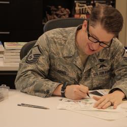 Air Force troop drawing on paper. 