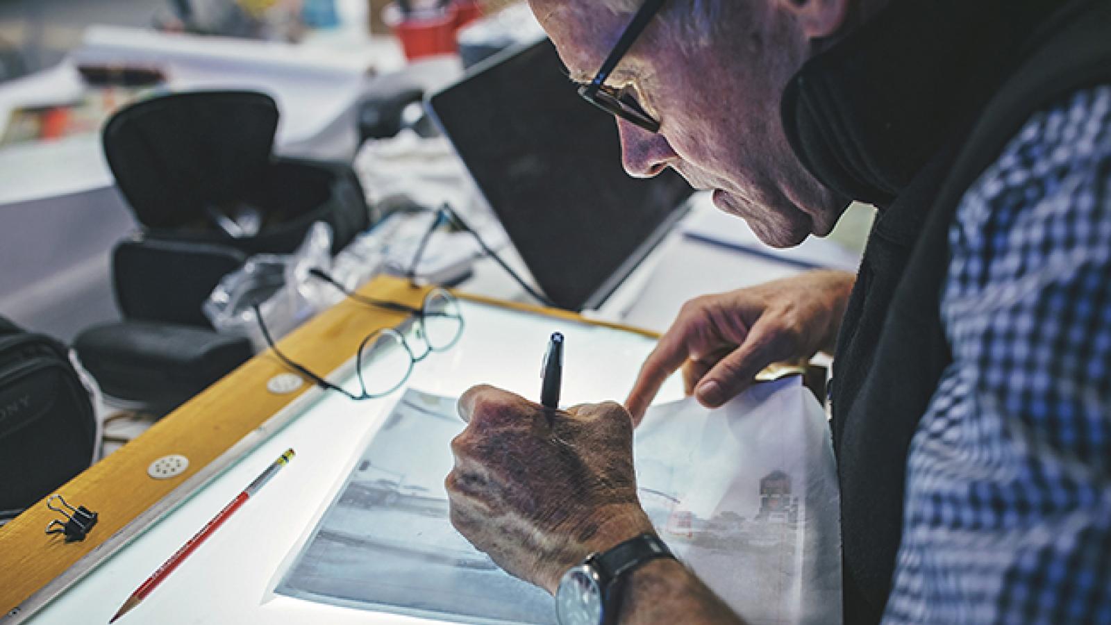 Architect Jim Leggitt An architect draws