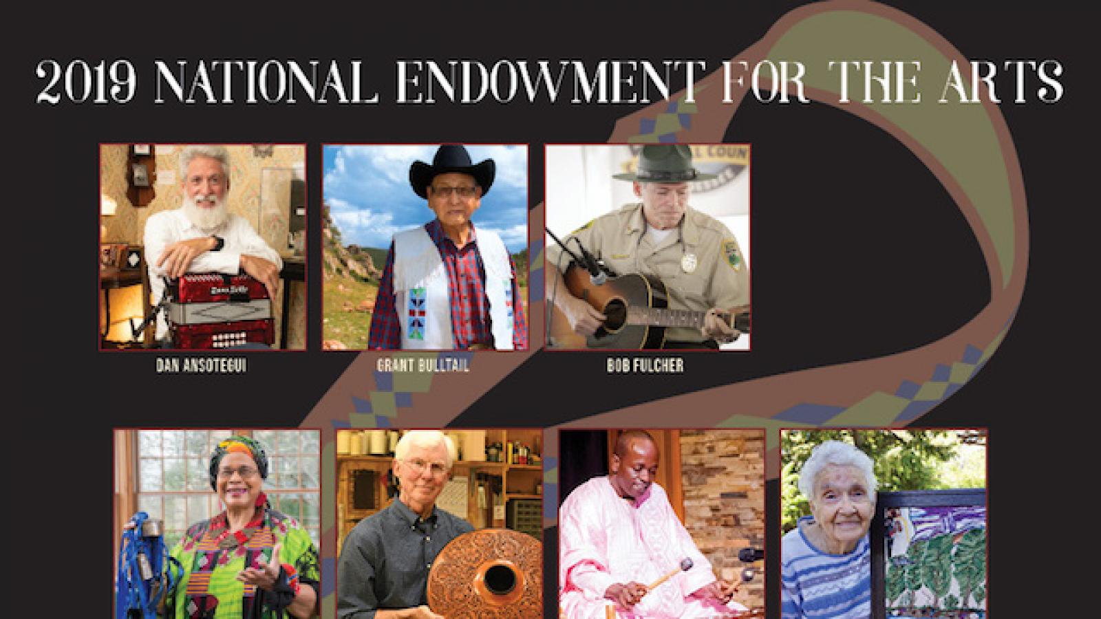 collage of photos of nine 2019 NEA National Heritage Fellows