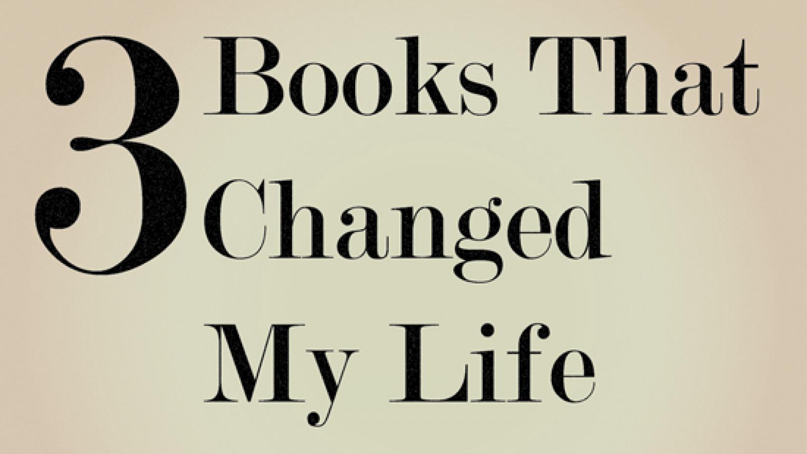 Black text that says "3 Books That Changed My Life" with red text that says "by Jason Segel" against a taupe background