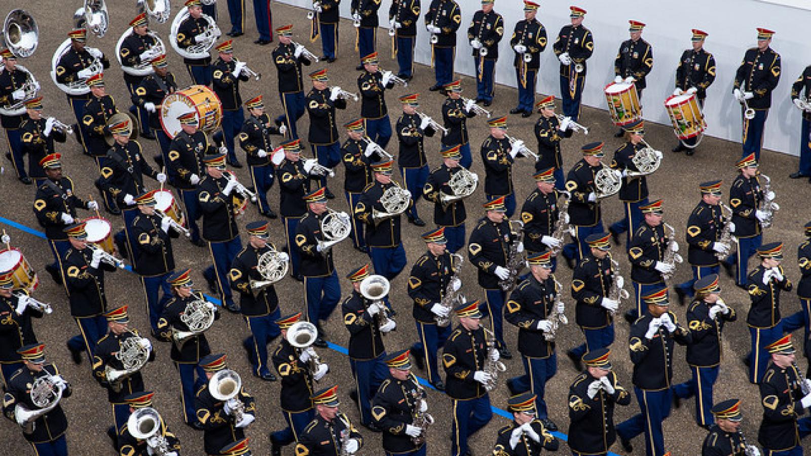 A United States army band on parade