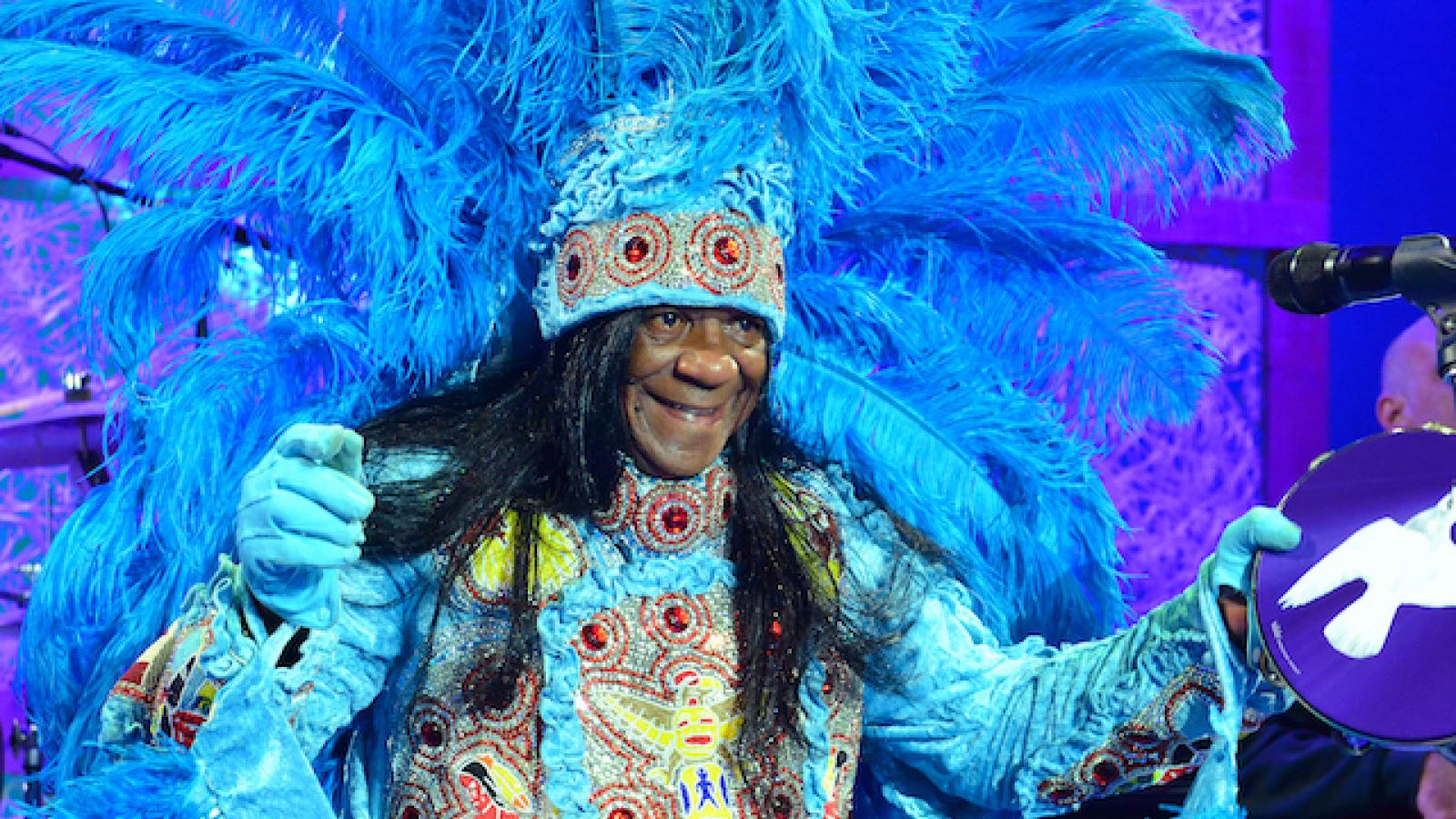 Big Chief Monk Boudreaux in his Mardi Gras Indian regalia