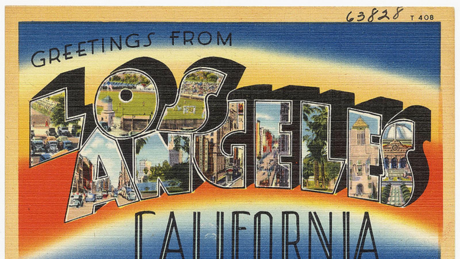 Vintage postcard reading "Greetings from Los Angeles" Vintage postcard reading "Greetings from Los Angeles"