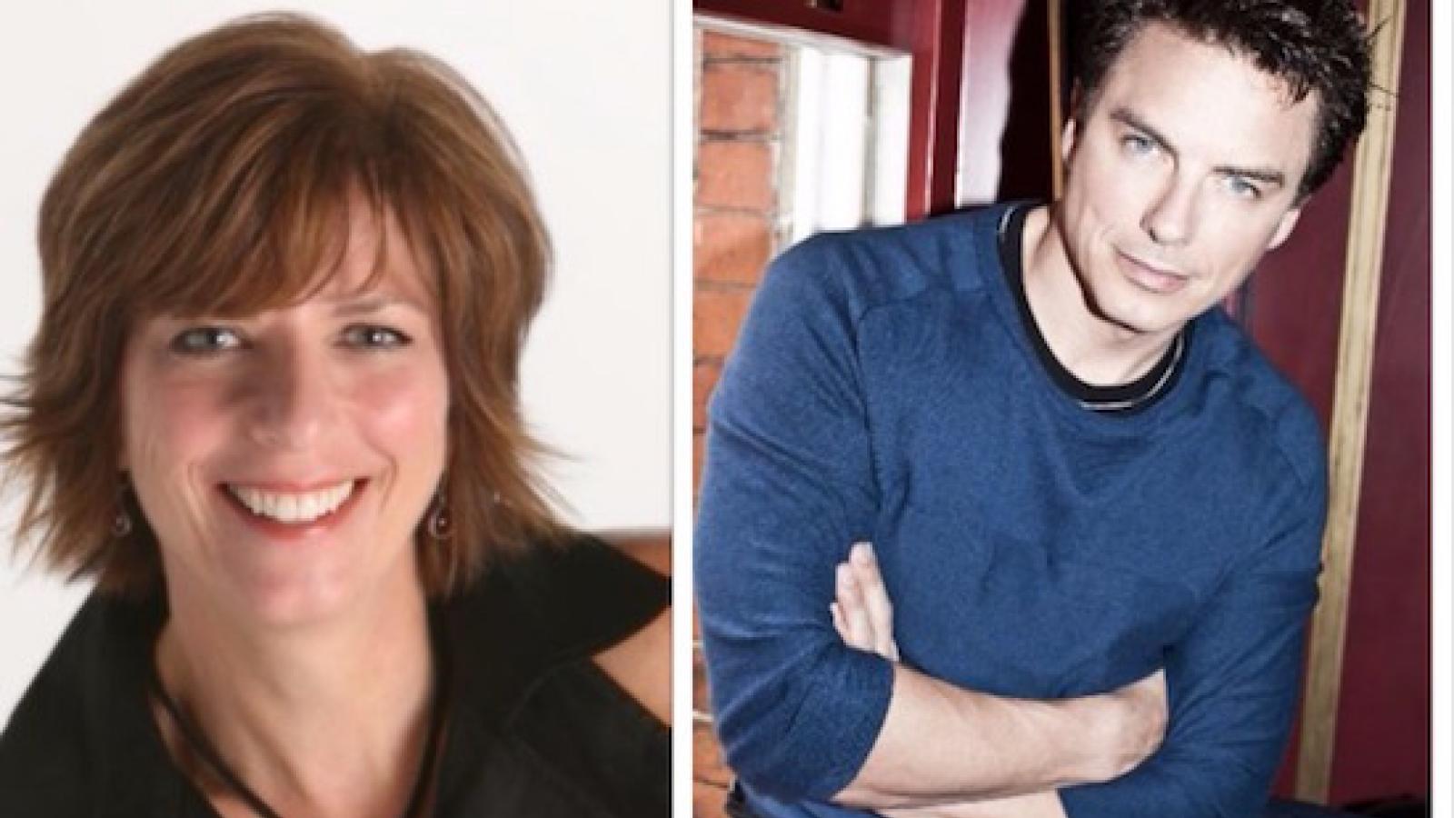 headshots of Carole Barrowman and John Barrowman