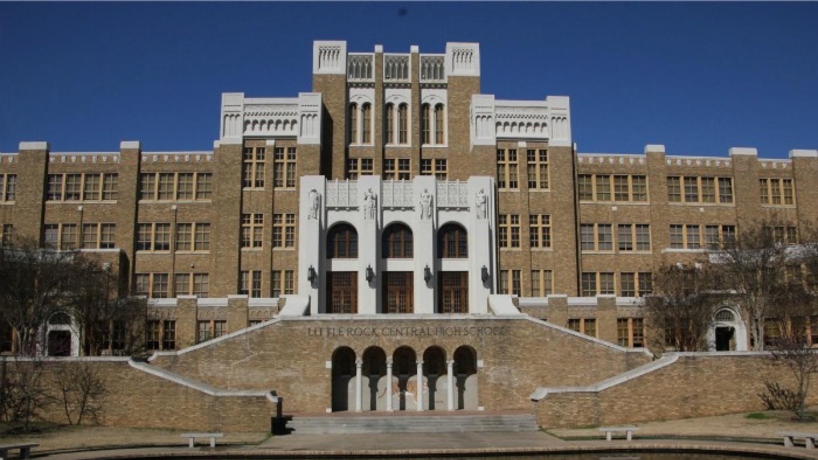 The building entrance of Little Rock Central High School.