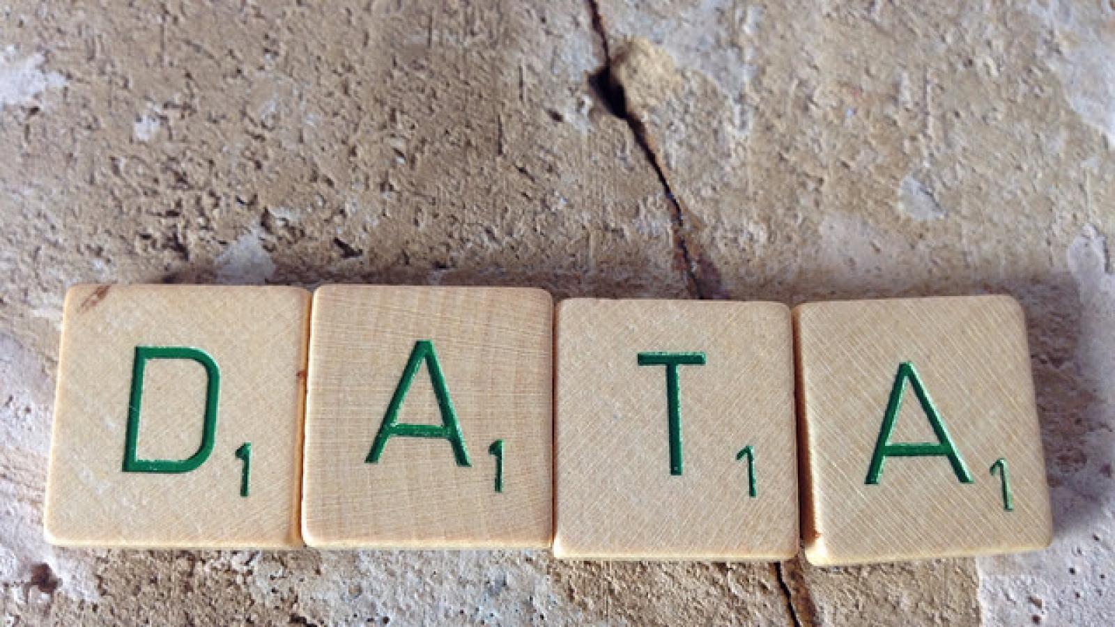 Scrabble tiles Scrabble tiles that spell out the word data