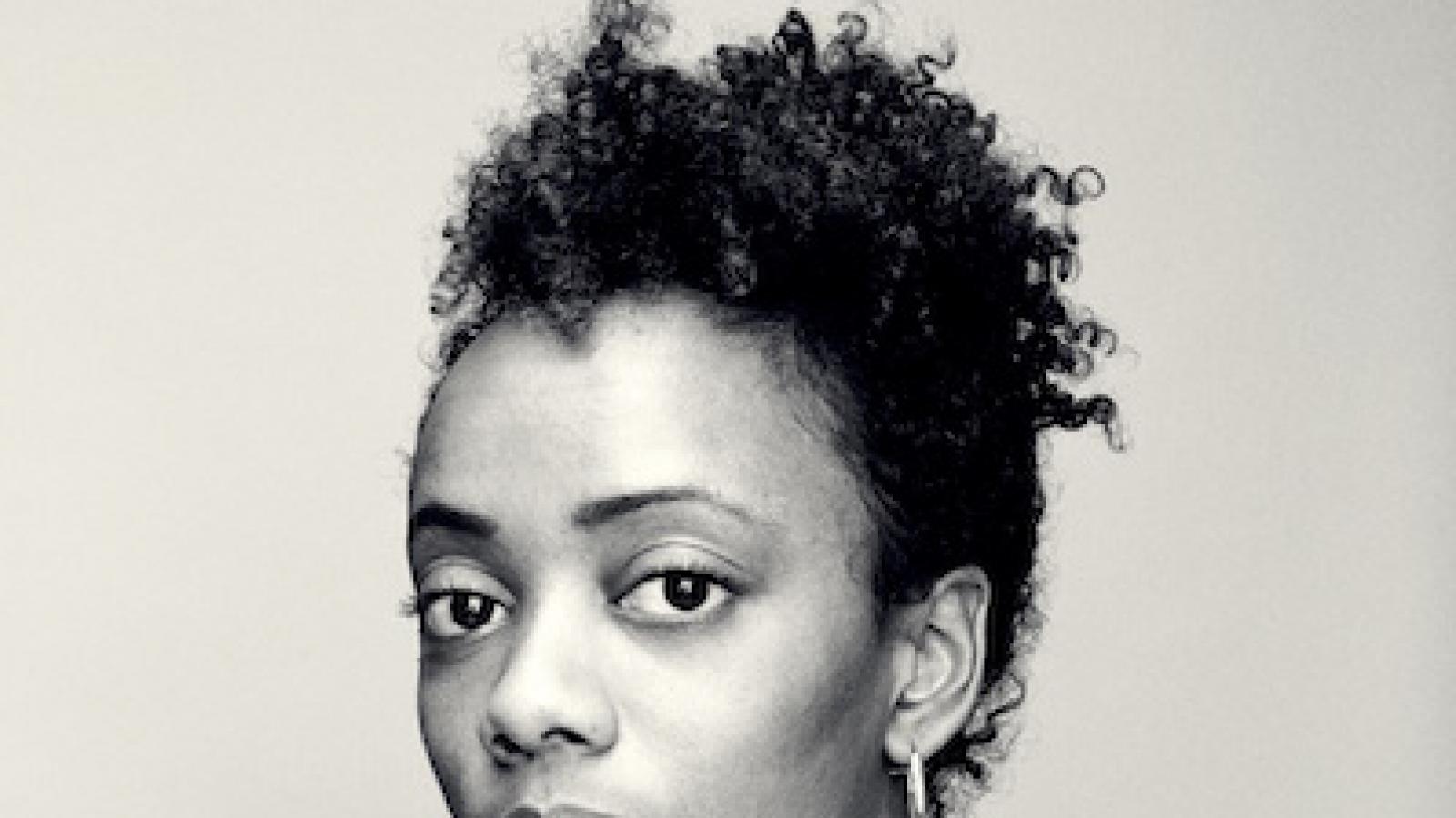 black and white photo of Angela Flournoy