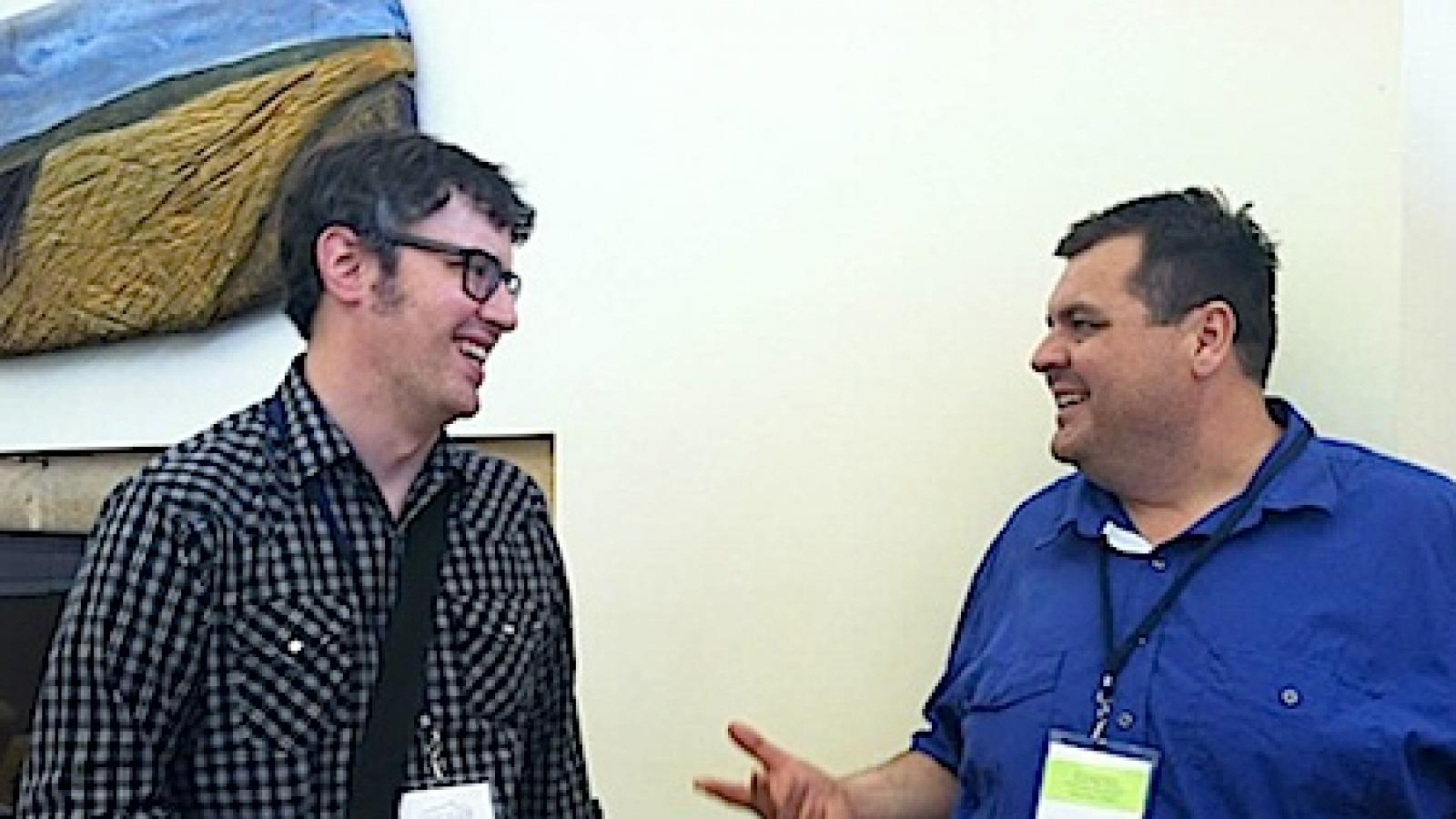 Matthew Fluharty (left) with Michael Strand at the June 2013 Rural Arts and Culture Summit. Photo by Michele Anderson