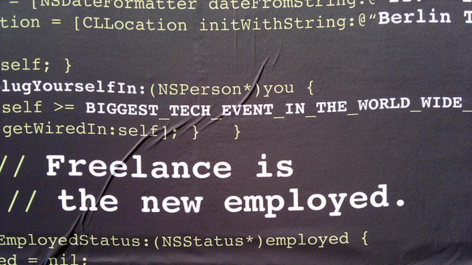 Computer code that says "Freelance is the new employed" Computer code that says "Freelance is the new employed"