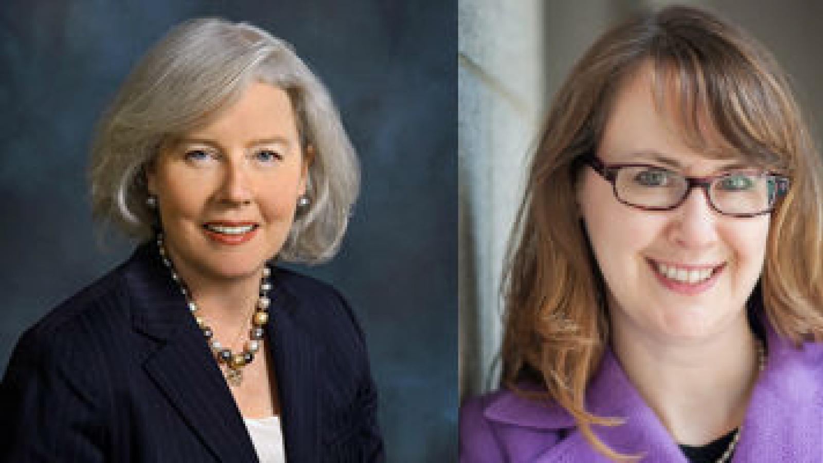Head shots of two women side by side