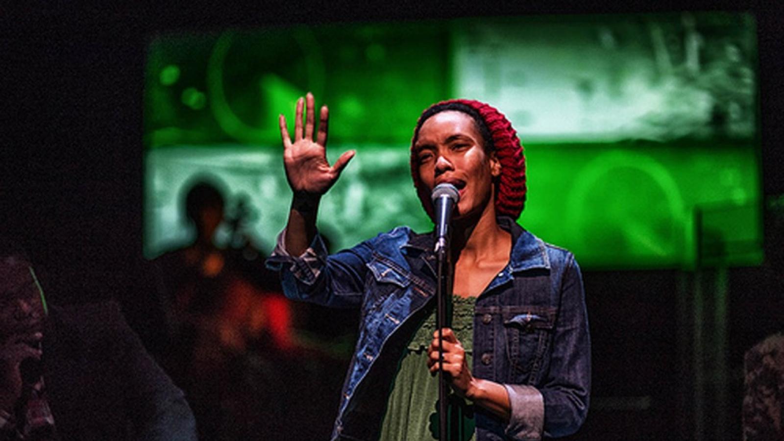 Lynn Hill performing in "Holding It Down. "Photo by Marc Millman Photography, courtesy of Atlas Intersections Festival