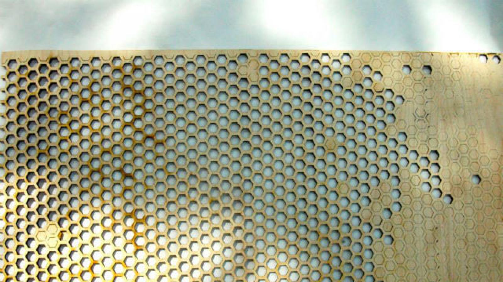 Wooden honeycomb stencil Intricate wooden honeycomb stencil