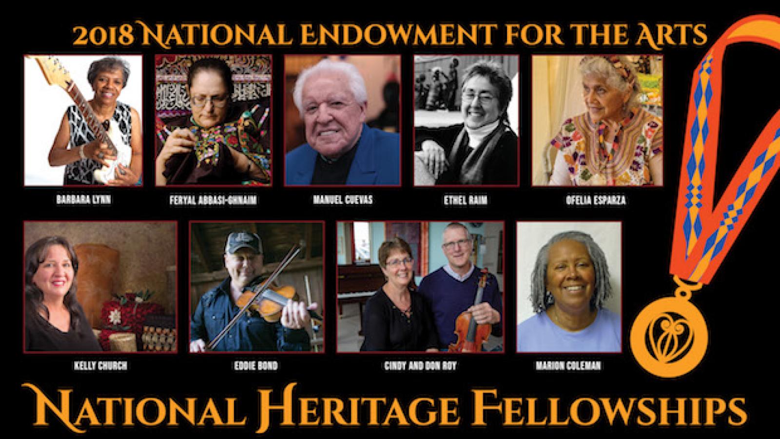 a collage of photos of the 2018 NEA National Heritage Fellows