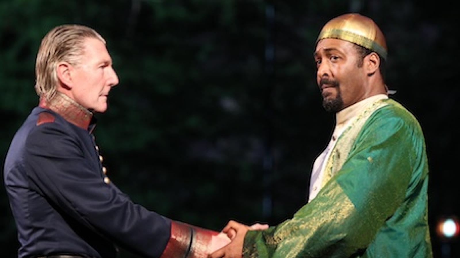 Jesse L. Martin (r) with Byron Jennings in William Shakespeare's The Winter’s Tale, directed by Michael Greif, part of the 2010 Shakespeare in the Park. 
